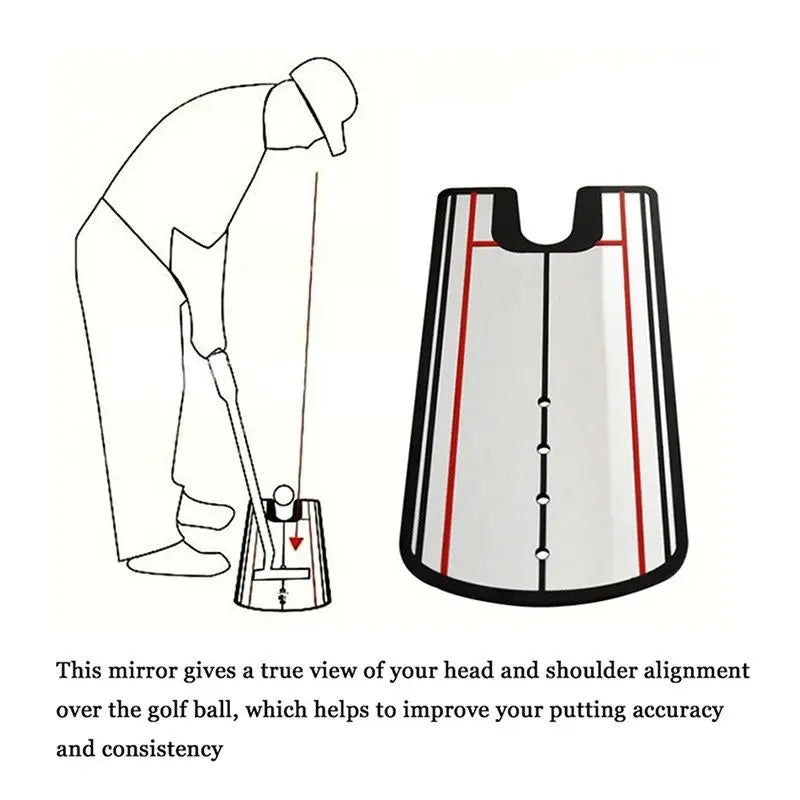 Golf Putting Practice Mirror - Alignment Training Tool, Lightweight 140x300mm Putter Aid for Improved Accuracy