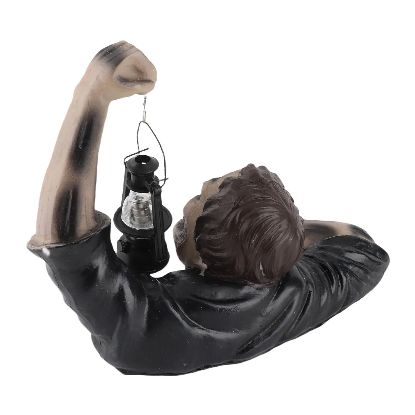 Zombie Garden Statue with Glowing LED Lantern for Spooky Halloween Yard, Patio, and Lawn Decor