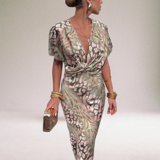 Elegant Twisted V-Neck Maxi Dress for Special Occasions