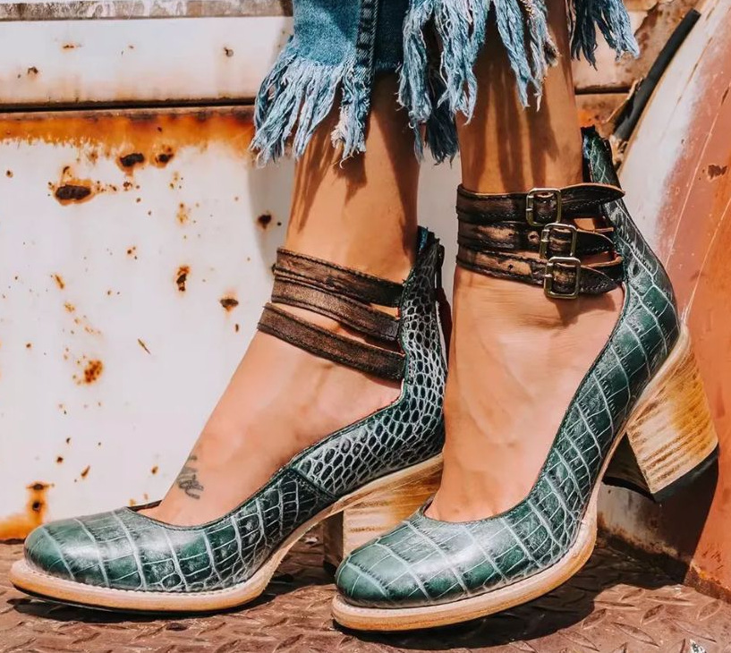 Florence Premium Strappy Ankle Strap Block Heel Boots – Elegant Women's Footwear Collection