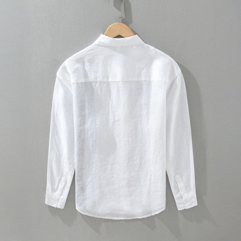 NEVO Gossamer Linen Shirt with Vertical Pattern