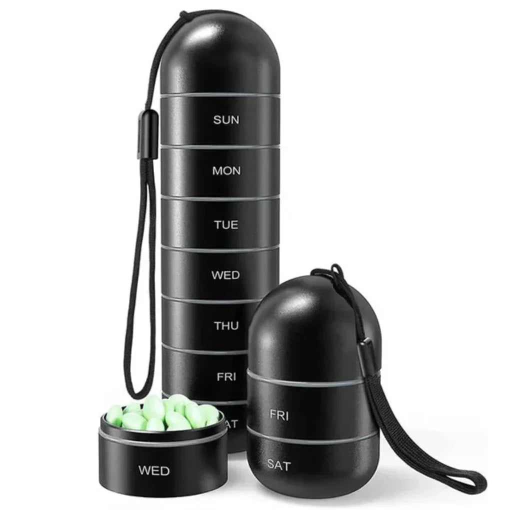 Davy | 7-Day Weekly Pill Organizer with Waterproof Aluminum Case