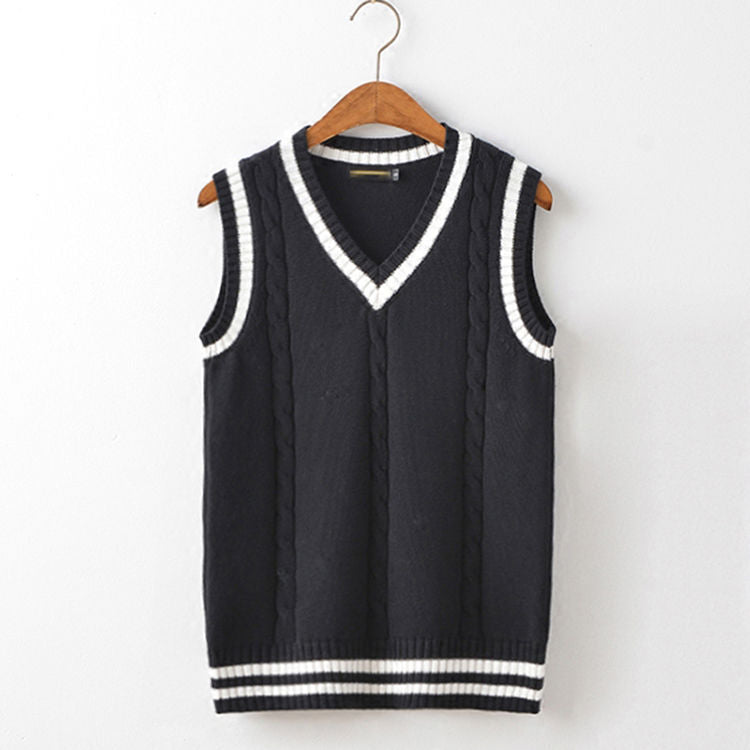 V-Neck Knit Vest for Layering and Warmth