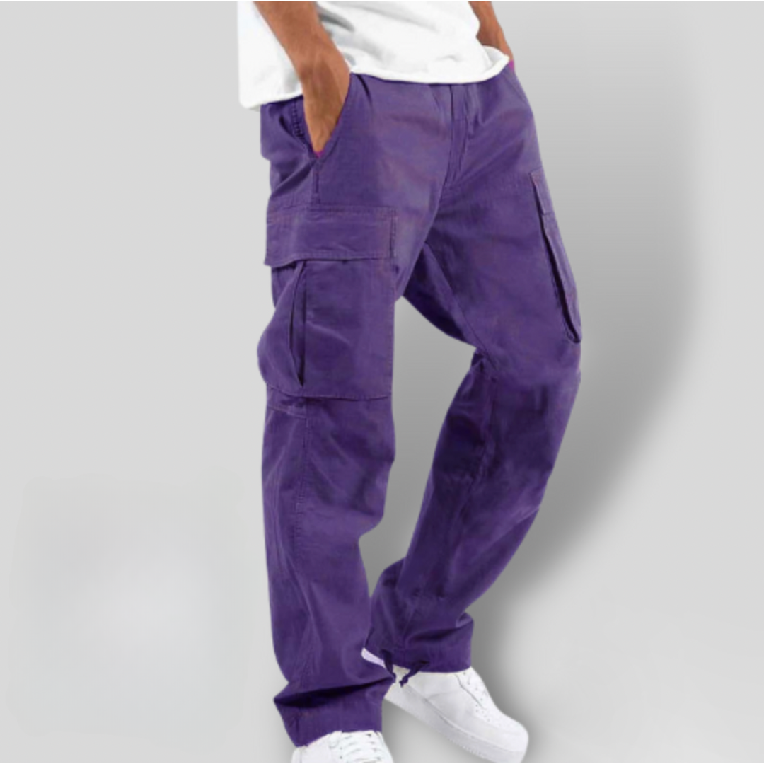 Men's Cotton Twill Cargo Trousers Relaxed Fit Utility Style – Mateo