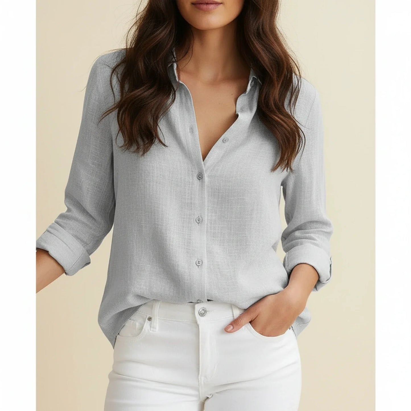 Women's Relaxed Fit Button-Down Blouse