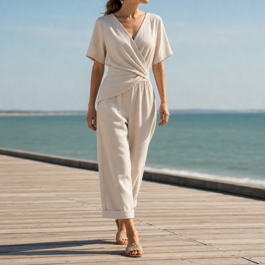 Women's Wrap Front Jumpsuit Tailored Two Piece – Celeste