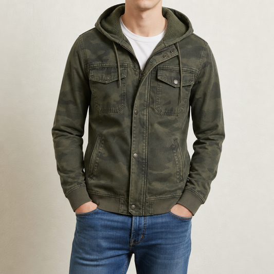 Camo Cargo Jacket Hooded Cotton Nylon Utility – Rowan