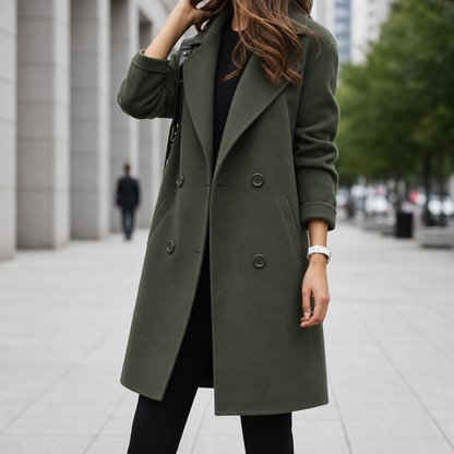 Women's Double Breasted Midi Coat Relaxed Fit – Marlowe