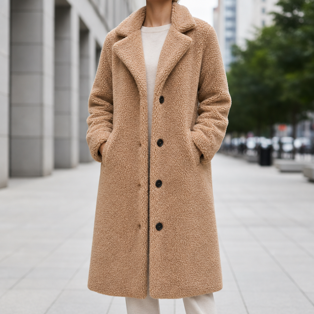 Women's Teddy Long Coat Oversized Button Front – Marlowe
