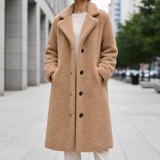Women's Teddy Long Coat Oversized Button Front – Marlowe