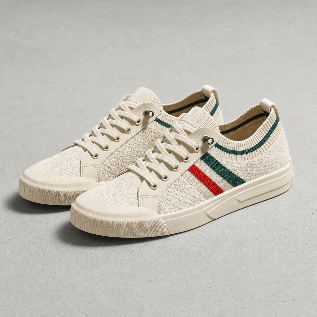 Striped Knit Sneakers Lightweight Lace-Up Low-Top – Marlowe