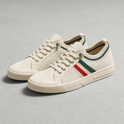 Striped Knit Sneakers Lightweight Lace-Up Low-Top – Marlowe