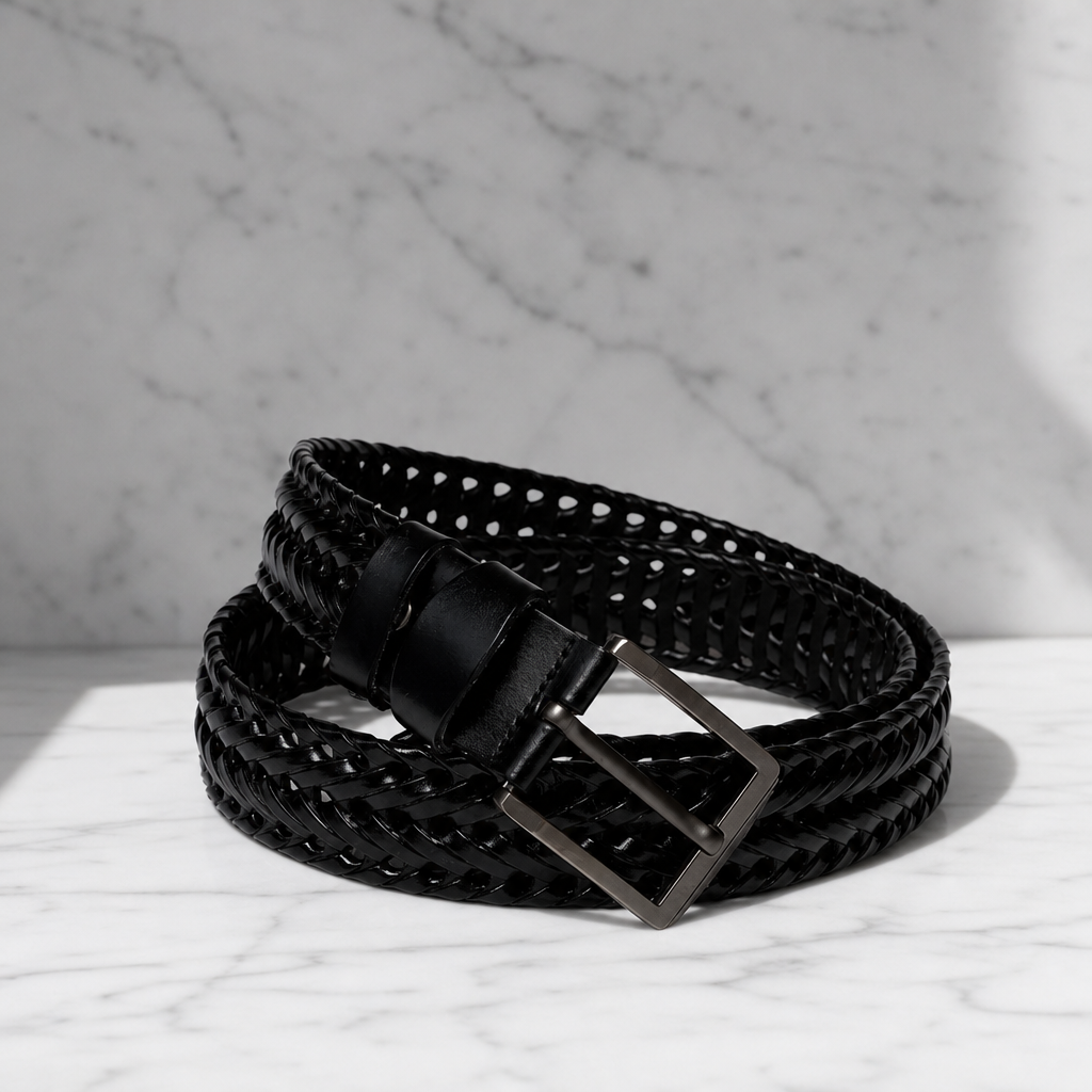 Braided Faux Leather Belt With Polished Buckle – Arlen