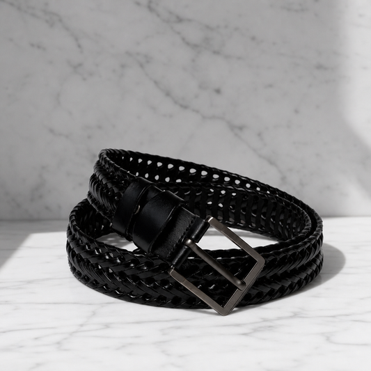 Braided Faux Leather Belt With Polished Buckle – Arlen
