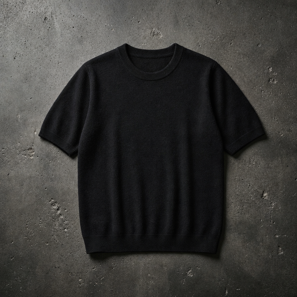 Cashmere Blend Knit Tee Fine Gauge Crew Neck – Marlowe
