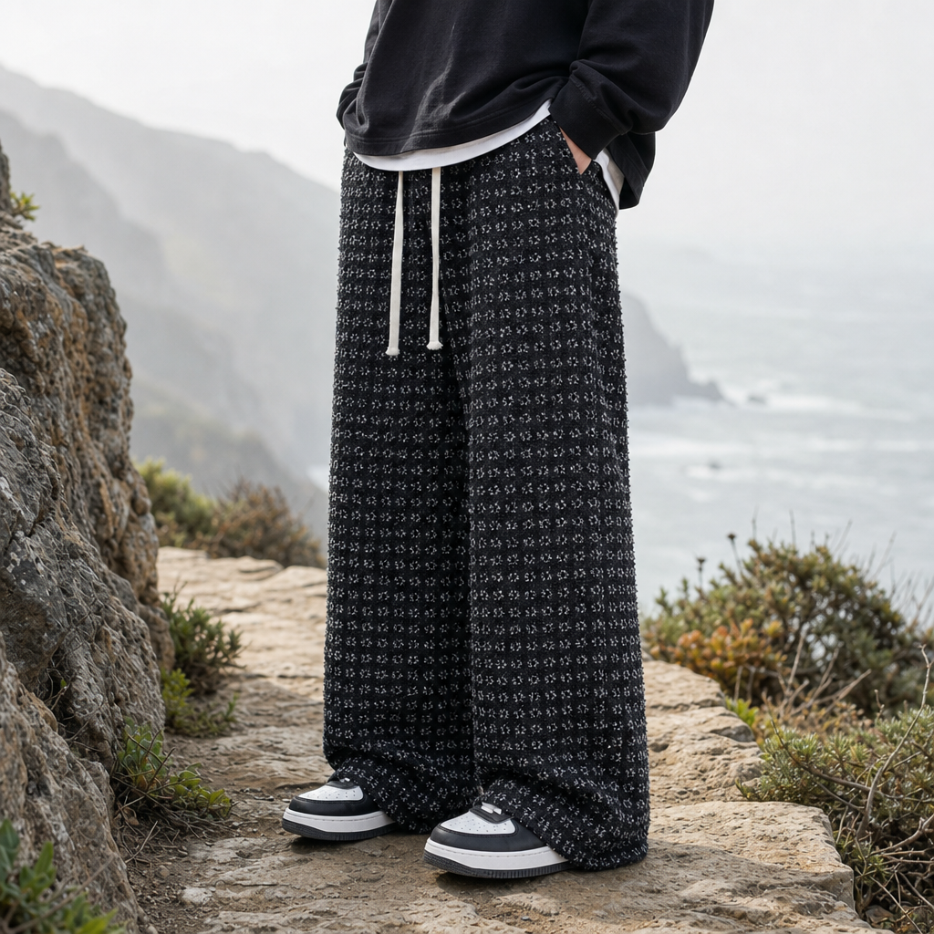 Women's Textured Wide-Leg Cotton Blend Pants – Marlowe
