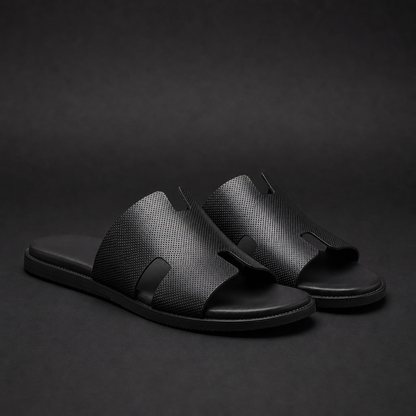 Slides Perforated H-Strap Faux Leather Slip-On – Marlowe