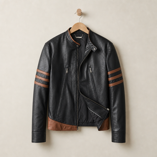 Leather Biker Jacket for Women Faux Leather Striped – Marlowe