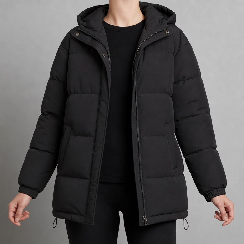 Quilted Puffer Jacket for Women Water Resistant Nylon Hooded – Elara