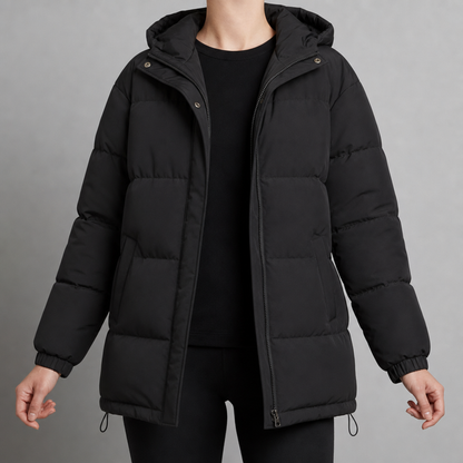 Quilted Puffer Jacket for Women Water Resistant Nylon Hooded – Elara