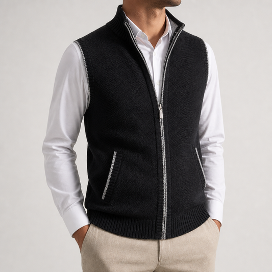 Women's Wool-Blend Knit Vest Zip-Up Sleeveless Layering – Elara