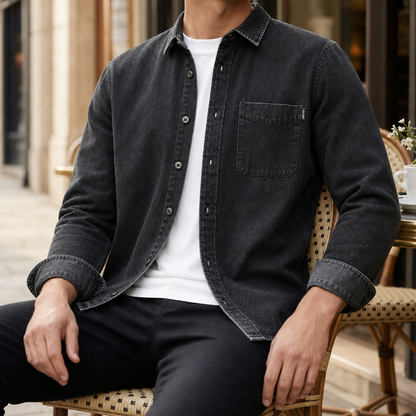 Cotton Denim Shirt Vintage Washed Button Front – Marlowe