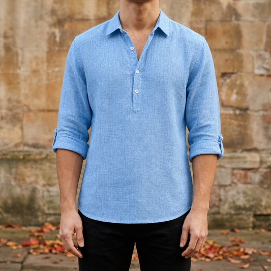 Linen Henley Shirt Relaxed Fit Lightweight Woven – Corin