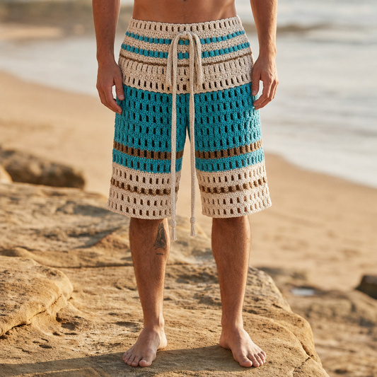 Crochet Knit Shorts for Women Textured Drawcord Waist – Maren