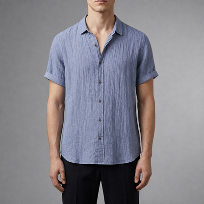 Linen Short Sleeve Shirt Breathable Blend Button Front – Elara
