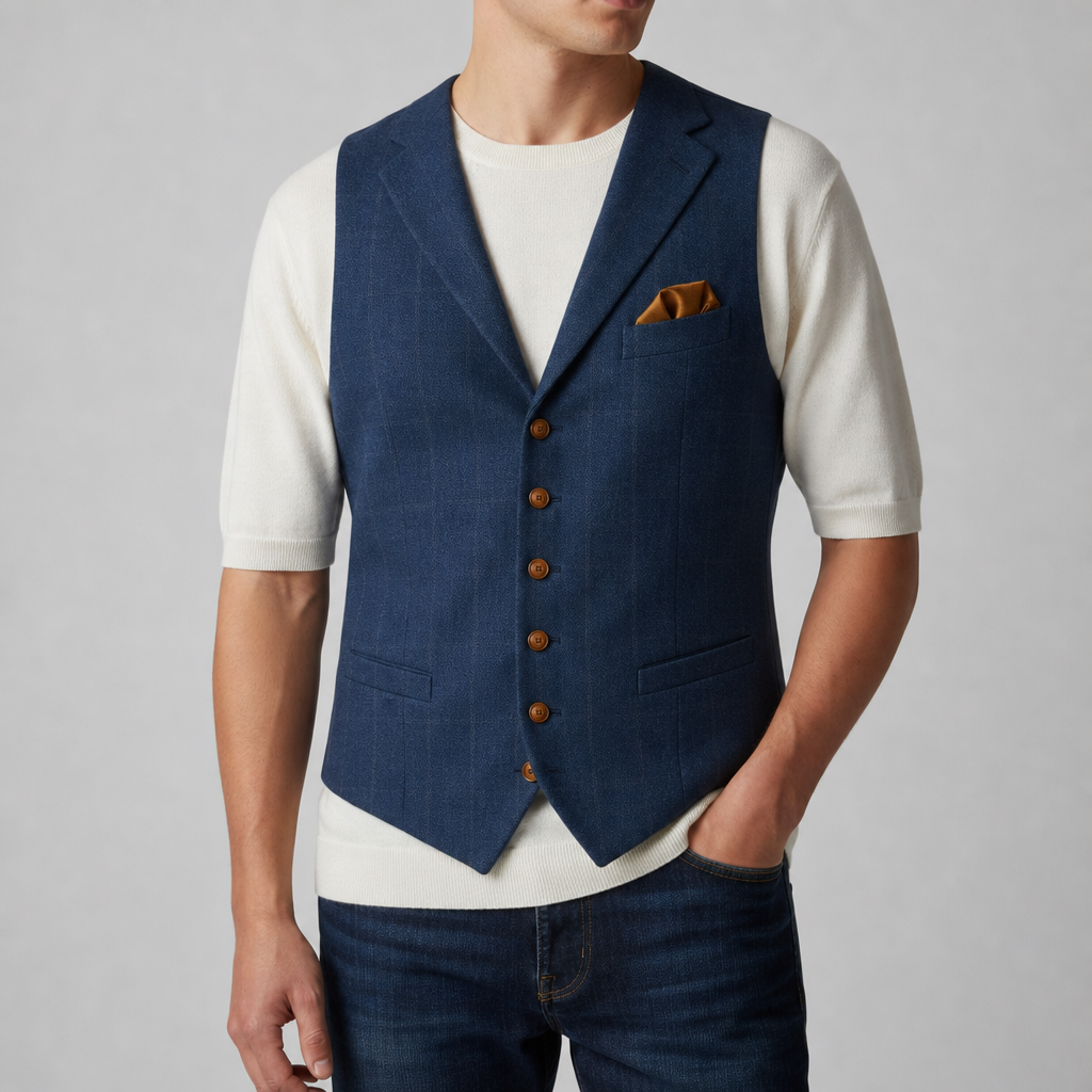 Tweed Waistcoat V-Neck Wool Blend Five Button – Marlowe