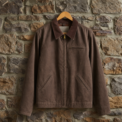 Work Jacket Cotton Canvas Corduroy Collar Front Zip – Marlowe