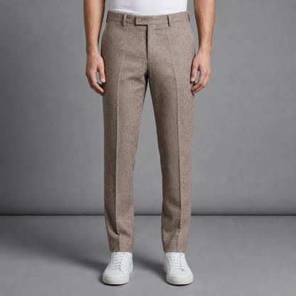 Wool Blend Herringbone Trousers Straight Leg – Arden