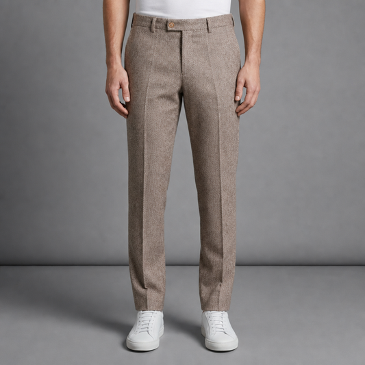 Wool Blend Herringbone Trousers Straight Leg – Arden