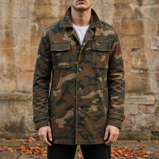 Camo Trench Coat Cotton Nylon Cargo Style – Arden