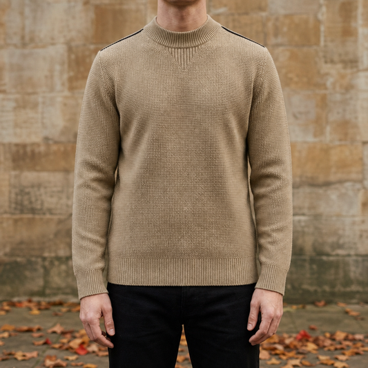 Cotton Blend Jacquard Mock Neck Sweater – Alaric