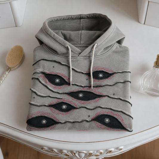 Cotton Blend Eye Patchwork Hoodie Refined Knit – Arlo