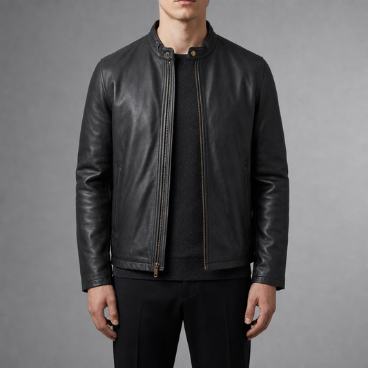 Faux Leather Jacket Zip Front Snap Collar – Marlowe
