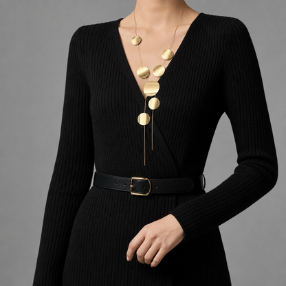 Gold Disc Drop Necklace for Women, 14k Gold-Plated Brass – Elara