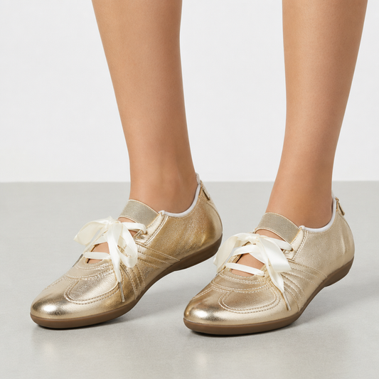 Metallic Ribbon Low-Top Sneakers With Cushioned Insole – Selene