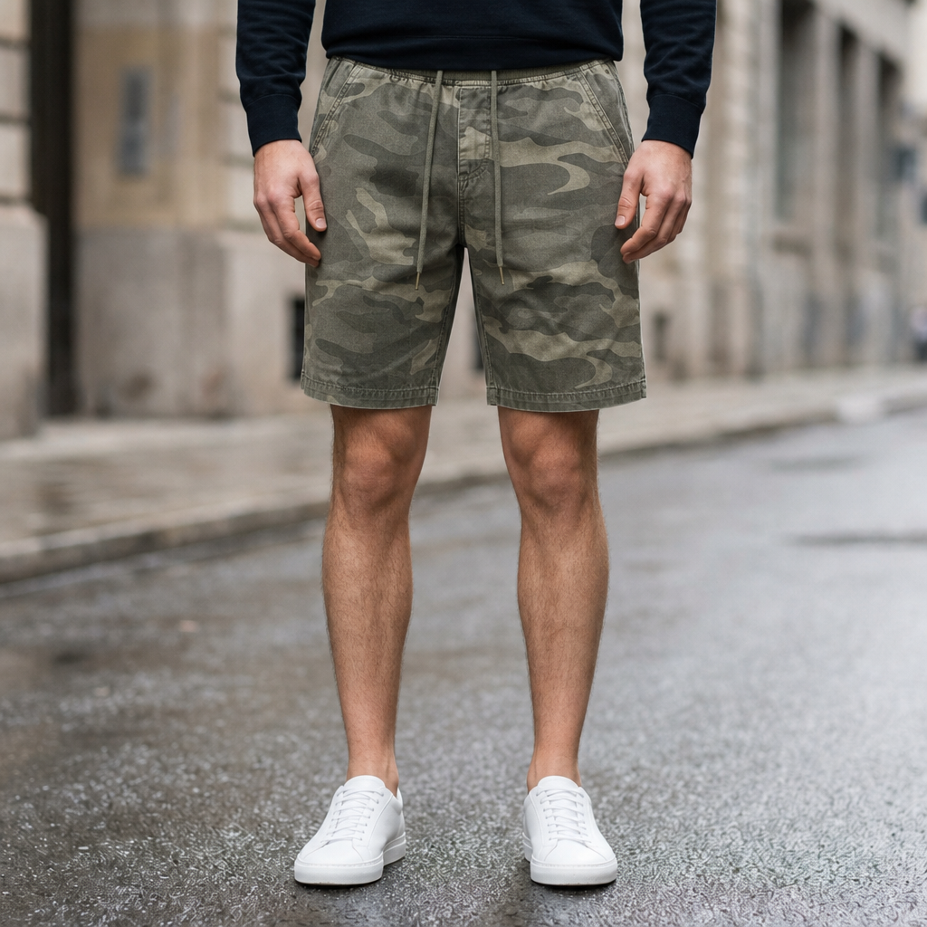 Cotton Blend Camouflage Drawstring Shorts – Rylan