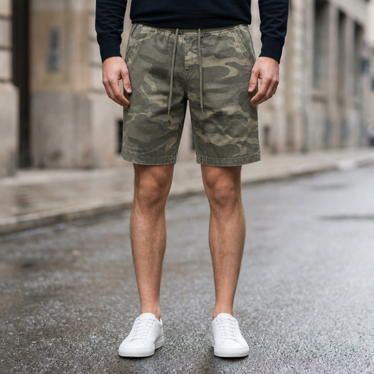 Cotton Blend Camouflage Drawstring Shorts – Rylan