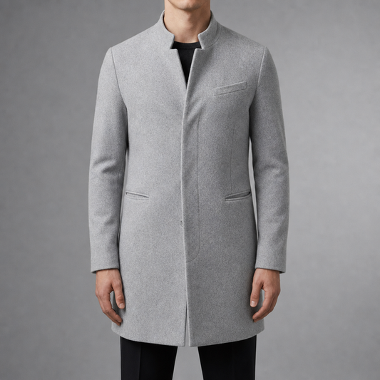 Men's Wool Blend Mid-Length Stand Collar Topcoat Slim Fit – Calder