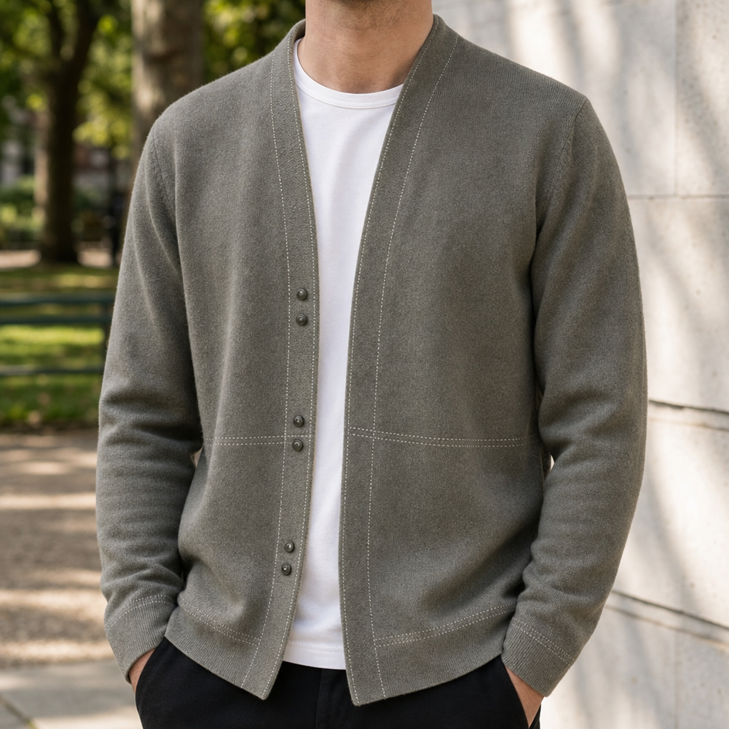 Wool Knit Plaid Cardigan with Clean Finish – Marlowe