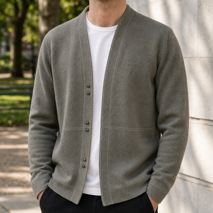 Wool Knit Plaid Cardigan with Clean Finish – Marlowe