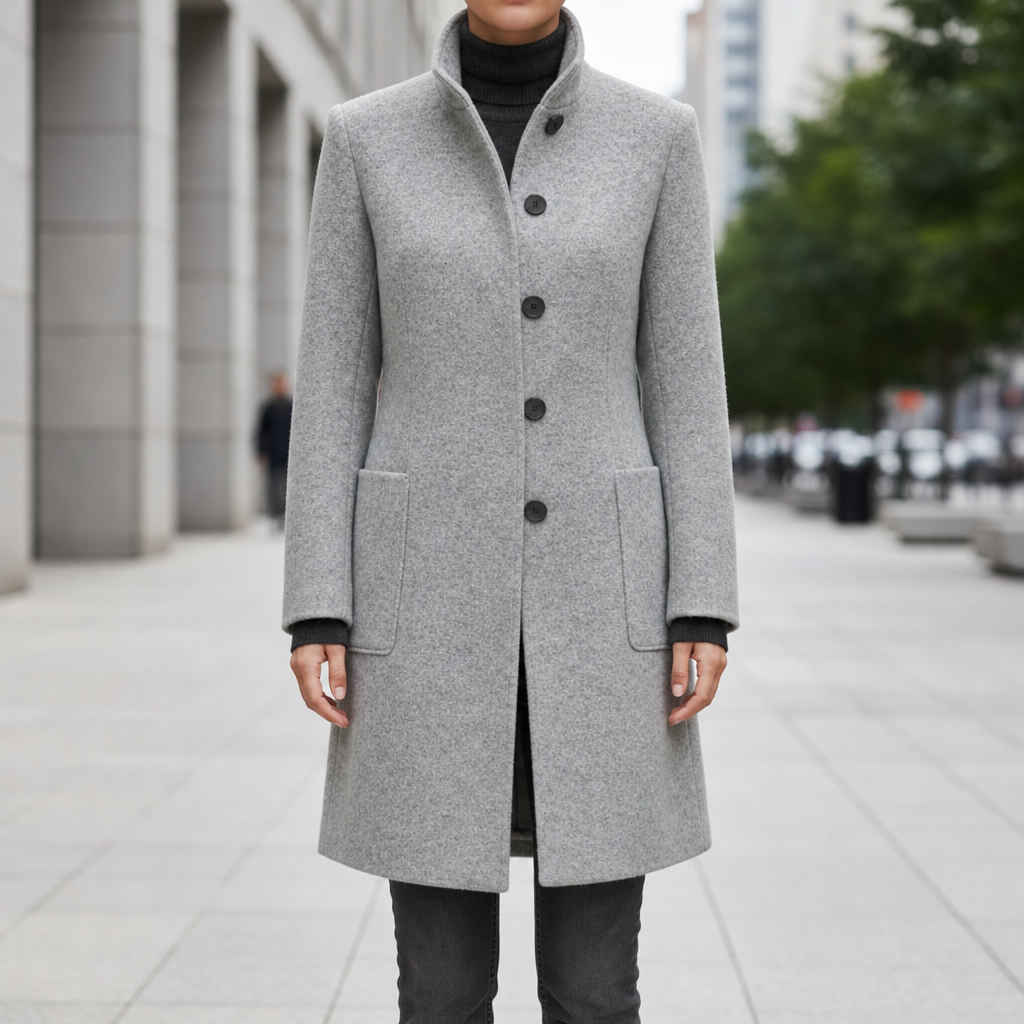 Women’s Grey Wool-Blend Coat Unlined Mid-Thigh – Marlowe