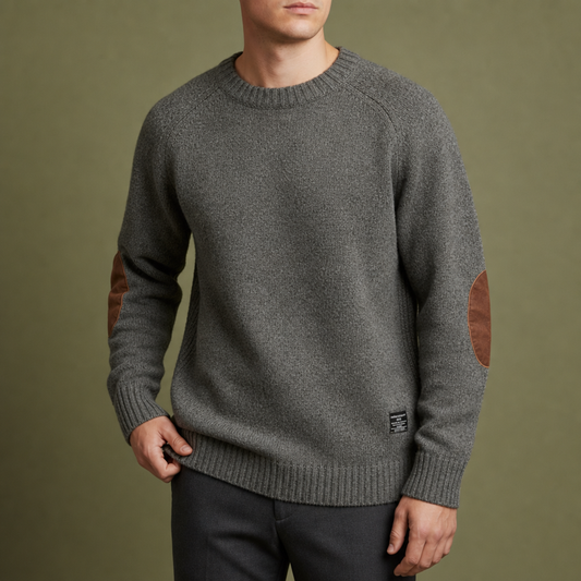Wool Cotton Crewneck Sweater Corduroy Elbow Patches – Alder
