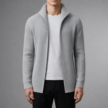 Ribbed Knit Cardigan for Women Cotton Blend Mid Length – Elara