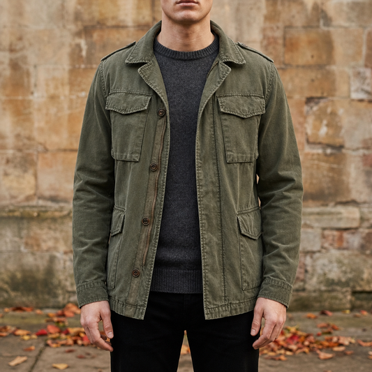 Military Field Jacket Cotton Blend Regular Fit Washed Finish – Calder
