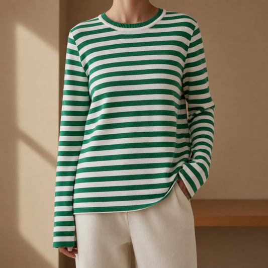Striped Knit Long Sleeve Top in Cotton Blend – Marlowe