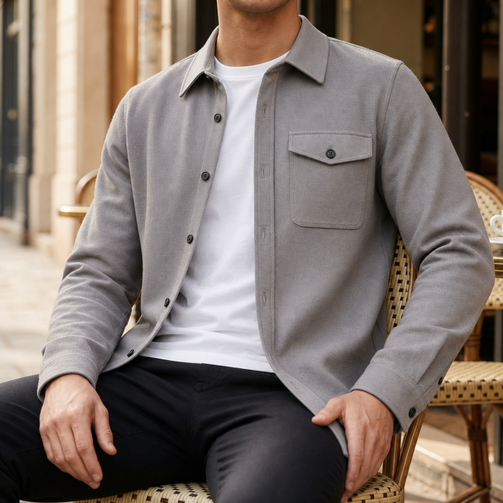 Shirt Jacket Relaxed Fit Button Up Collared – Rowan